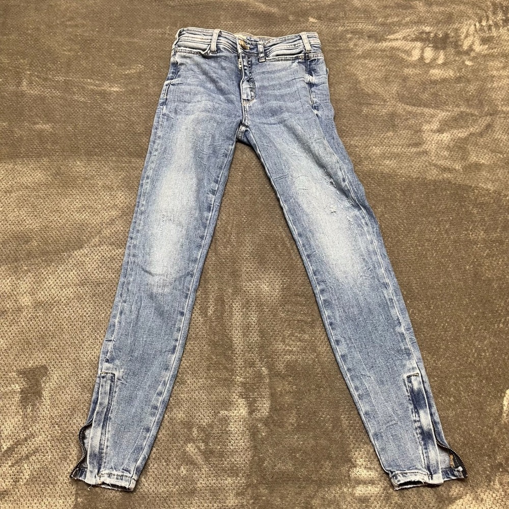 Pilcro and‎ the Letterpress Anthropologie High Rise Skinny Ankle Zip Jeans 25